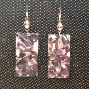 Pink and gray dangle earrings